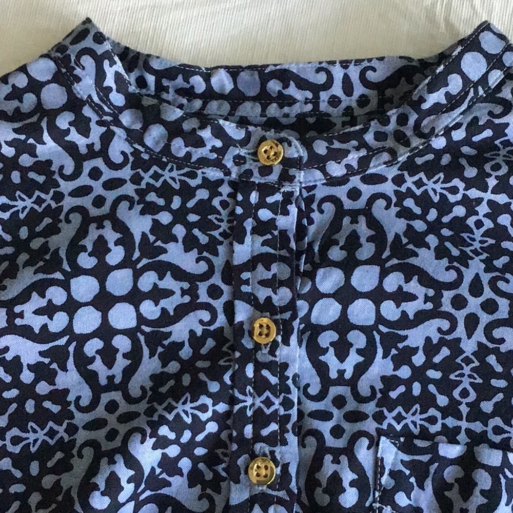 NWOT TALBOTS BLUE HENLEY STYLE BLOUSE - Picture 6 of 11